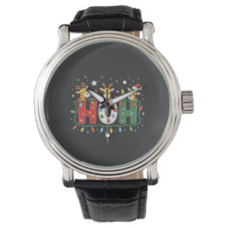 Matchande jul Santa hatt Ho Ho Ho Giraff Anim Armbandsur