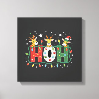 Matchande jul Santa hatt Ho Ho Ho Giraff Djur Anim Canvastryck