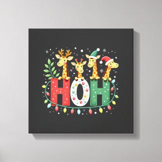 Matchande jul Santa hatt Ho Ho Ho Giraff Djur Anim Canvastryck