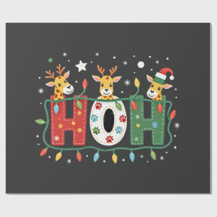 Matchande jul Santa hatt Ho Ho Ho Giraff Djur Anim Presentpapper