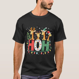 Matchande jul Santa hatt Ho Ho Ho Giraff Djur Anim T Shirt
