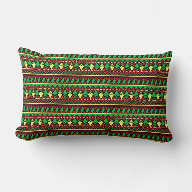Matchande Kwanzaa Gul Röd Svart Grön Lumbarkudde (Framsida)