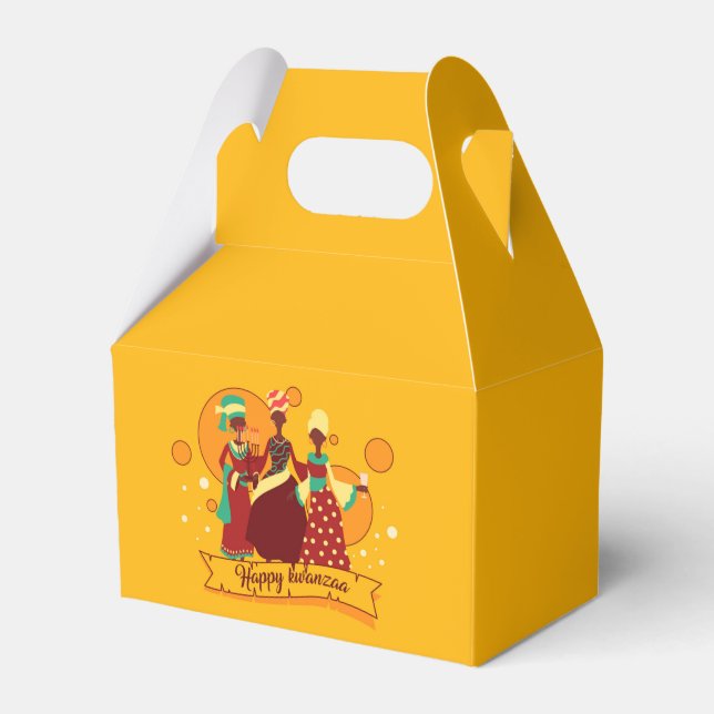 Matchande Lycklig Kwanzaa 3 Dam Gult Presentaskar (Framsidan Sidan)