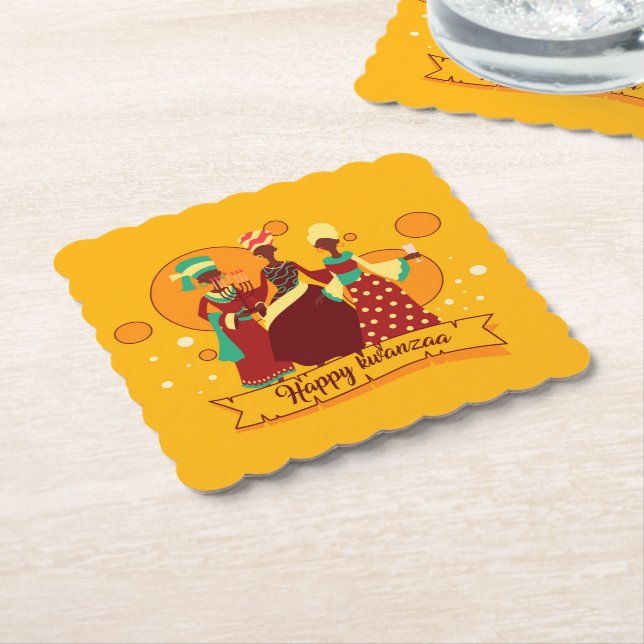 Matchande Lycklig Kwanzaa 3 Dam Gult Underlägg Papper (Vinklad)