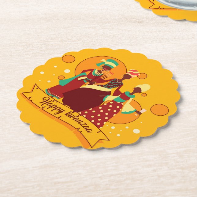 Matchande Lycklig Kwanzaa 3 Dam Gult Underlägg Papper (Vinklad)