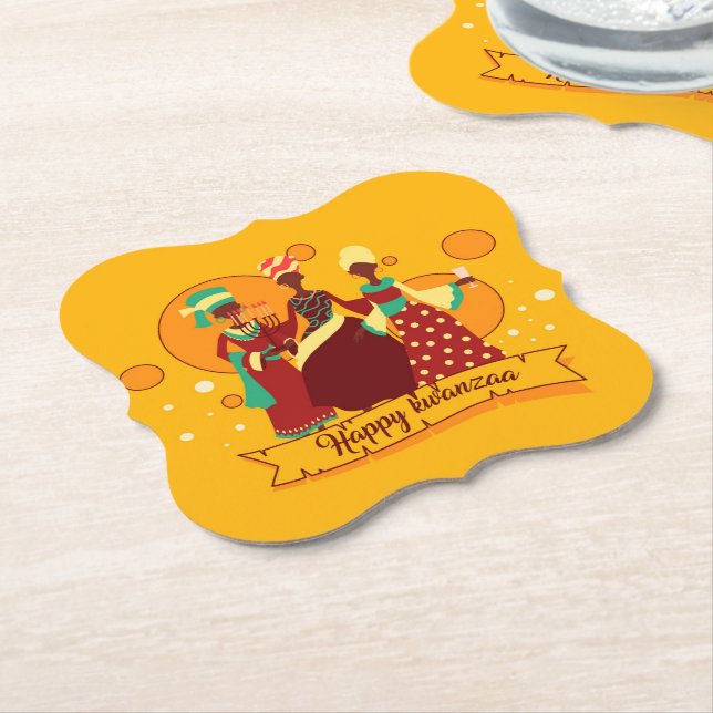 Matchande Lycklig Kwanzaa 3 Dam Gult Underlägg Papper (Vinklad)