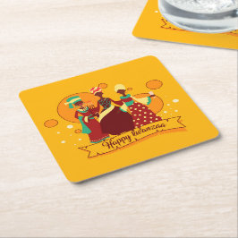 Matchande Lycklig Kwanzaa 3 Dam Gult Underlägg Papper Kvadrat