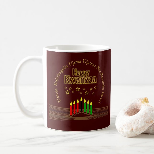 Matchande Lycklig Kwanzaa sju principer Kaffemugg (Med munk)