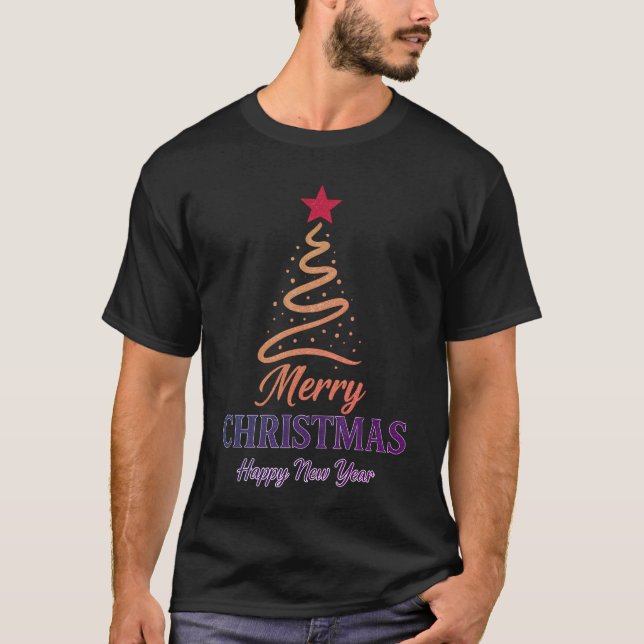 Matchande Minimal Jul Svart T-Shirt Sverige (Framsida)