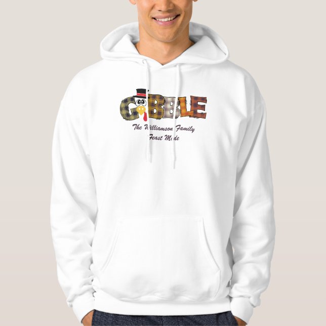 Matchande namn Thanksgiving Par Kalkon Glutt B Hoodie (Framsida)