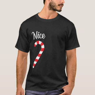Matchande Naughty och Nice Par jul Pajama T Shirt