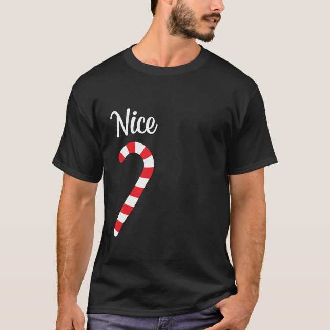 Matchande Naughty och Nice Par jul Pajama T Shirt (Framsida)