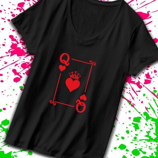 Matchande Par Halloween Costume Queen of Hearts T Shirt (Embrace your inner queen & rule the game with our Queen of Hearts t-shirt! -Teemixer)