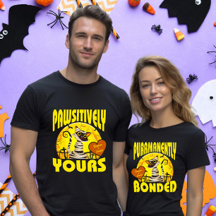 Matchande par Halloween-katt Mummy Namn i hjärtat T Shirt