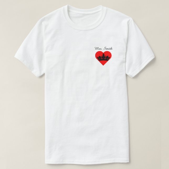 Matchande par kung-drottning Mrs Krona Red Heart T Shirt (Design framsida)