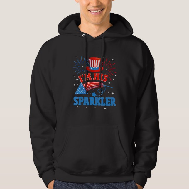 Matchande Par-kvinnor i juli är hans sparkler Hoodie (Framsida)