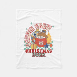 Matchande retro kusin besättning jul barn fleecefilt