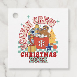 Matchande retro kusin besättning jul barn gåvor etiketter
