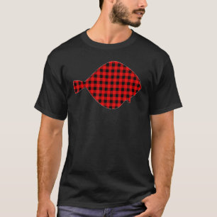 Matchande rolig Buffalo-rutig Flundra Fisk Jul T Shirt