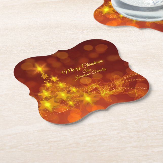 Matchande set Guld Stars Träd Byt Namn Underlägg Papper (Vinklad)