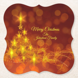 Matchande set Guld Stars Träd Byt Namn Underlägg Papper