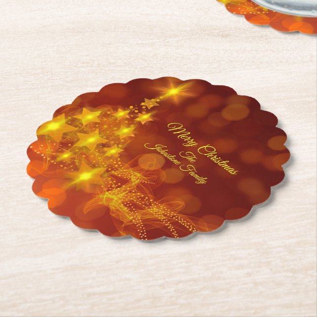 Matchande set Guld Stars Träd Byt Namn Underlägg Papper (Vinklad)