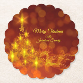 Matchande set Guld Stars Träd Byt Namn Underlägg Papper