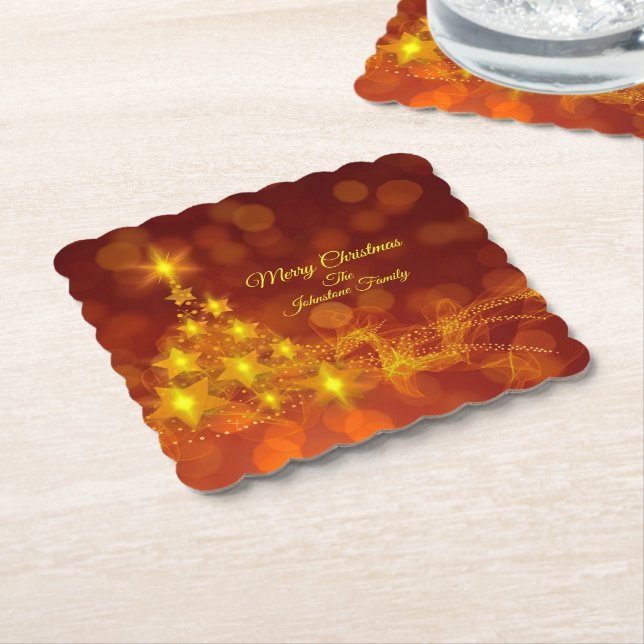 Matchande set Guld Stars Träd Byt Namn Underlägg Papper (Vinklad)
