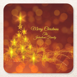 Matchande set Guld Stars Träd Byt Namn Underlägg Papper Kvadrat