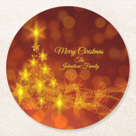 Matchande set Guld Stars Träd Byt Namn Underlägg Papper Rund