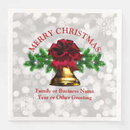 Matchande Ställ in Guld Bell Red Bow-jul Pappersservett