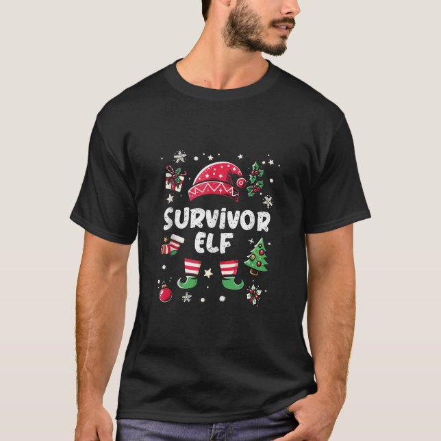 Matchande Survivor Elf-familjens juldräktighet T Shirt (Framsida)