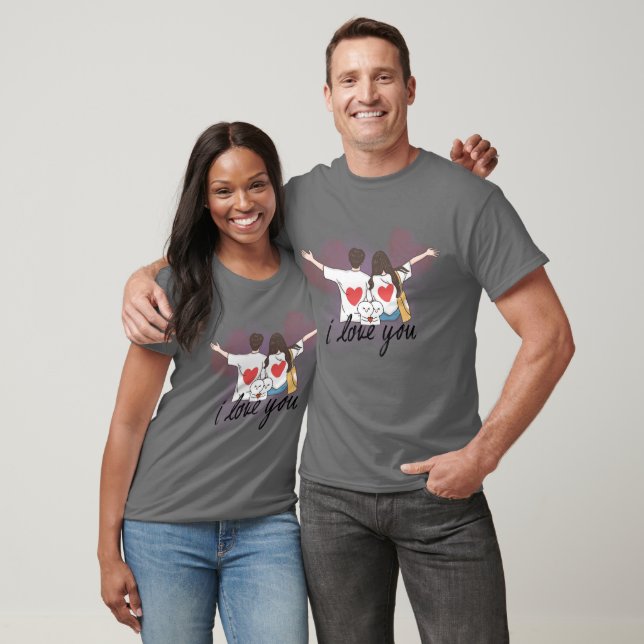 Matchande T-Shirts för Par – I Love You Design (Unisex)