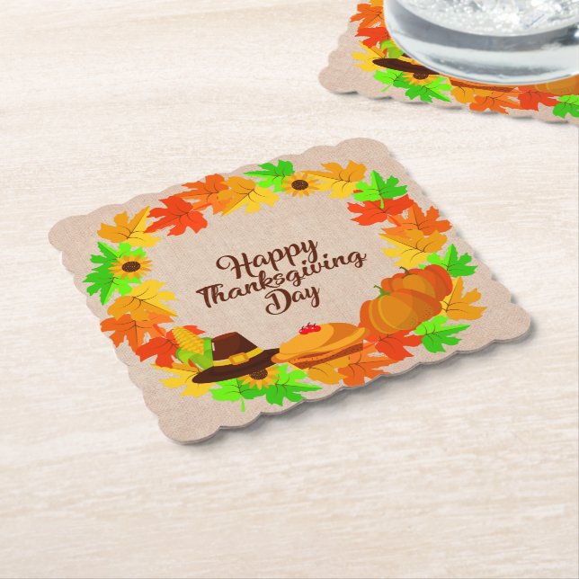 Matchande Thanksgiving Grönt Utandningshastighet G Underlägg Papper (Vinklad)