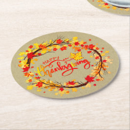 Matchande Thanksgiving höstlöv toner Underlägg Papper Rund