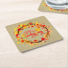 Matchande Thanksgiving Hösttoner Löv Underlägg Papper Kvadrat