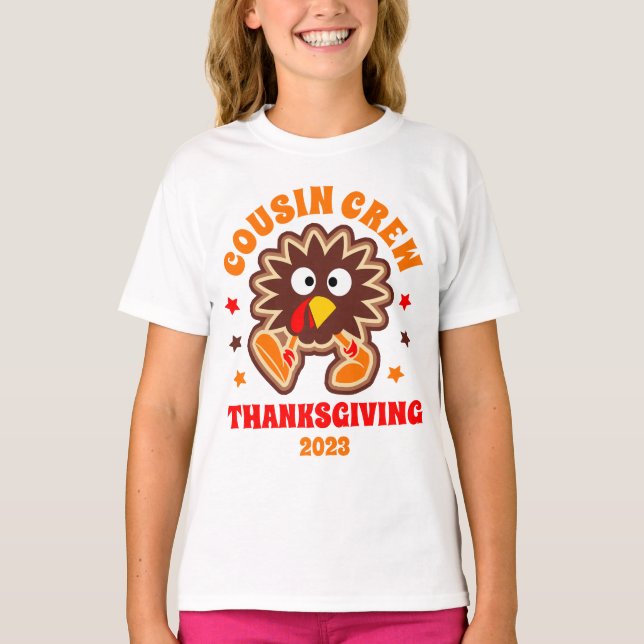 Matchande Thanksgiving Kusin Crew Turkiet T Shirt (Framsida)