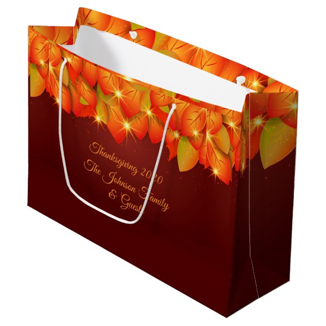 Matchande Thanksgiving Orange Löv Namn (Framsidan Vinklad)
