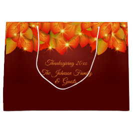 Matchande Thanksgiving Orange Löv Namn-år stort