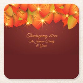 Matchande Thanksgiving Orange Löv Namn år Underlägg Papper Kvadrat