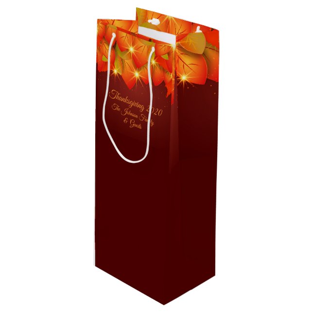 Matchande Thanksgiving Orange Löv Namn år Vin (Framsidan Vinklad)