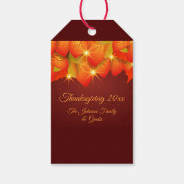 Matchande Thanksgiving Orange Löv Namn-årsgåva T Presentetikett
