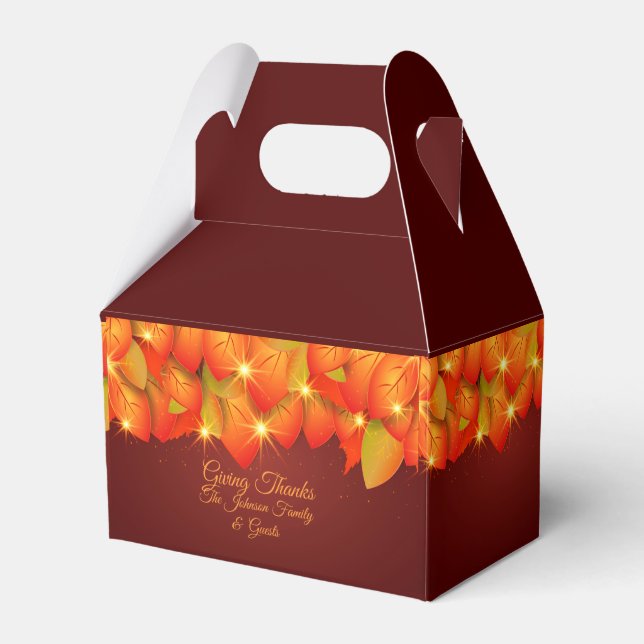 Matchande Thanksgiving Orange Löv Namn-årsjubileum Presentaskar (Framsidan Sidan)