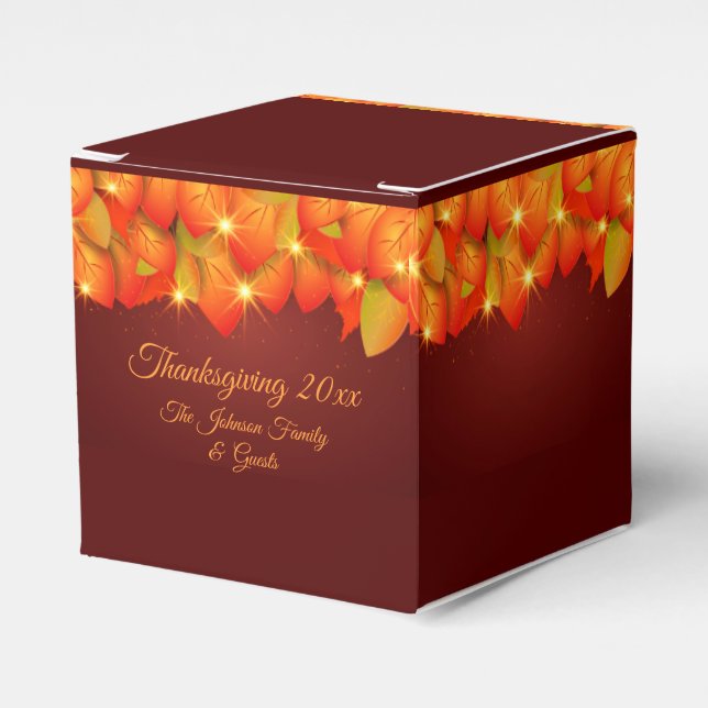 Matchande Thanksgiving Orange Löv Namn-årsjubileum Presentaskar (Framsidan Sidan)