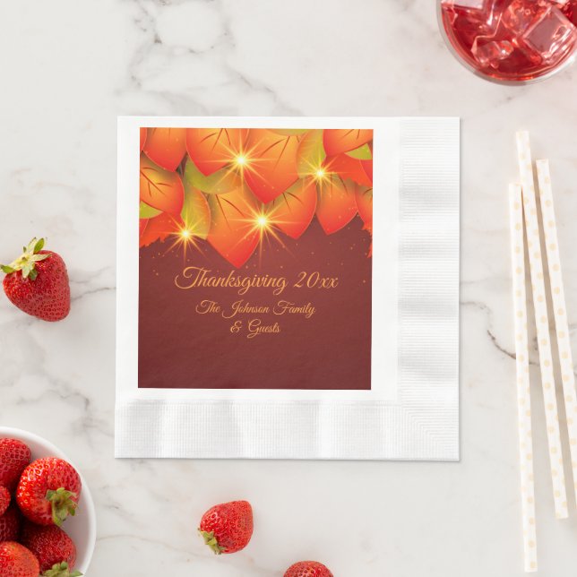 Matchande Thanksgiving Orange Löv Namn-årsstart Pappersservett (Insitu)