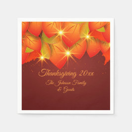 Matchande Thanksgiving Orange Löv Namn Cocktail Na Pappersservett