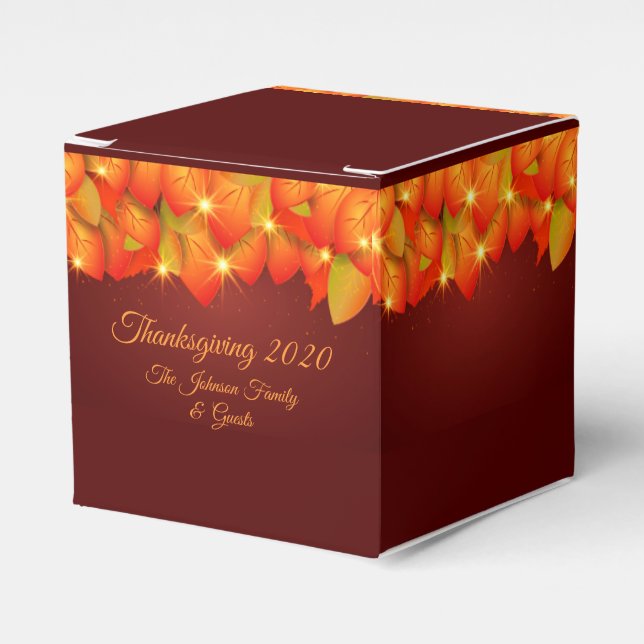 Matchande Thanksgiving Orange Löv Namn Presentaskar (Framsidan Sidan)