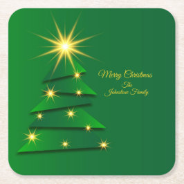 Matchande uppsättning Grönt Träd Ändra Namn Underlägg Papper Kvadrat