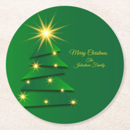 Matchande uppsättning Grönt Träd Ändra Namn Underlägg Papper Rund