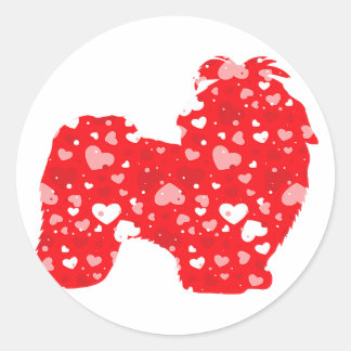 Matchande valentineser | Kärlek Hearts Shih Tzu Runt Klistermärke